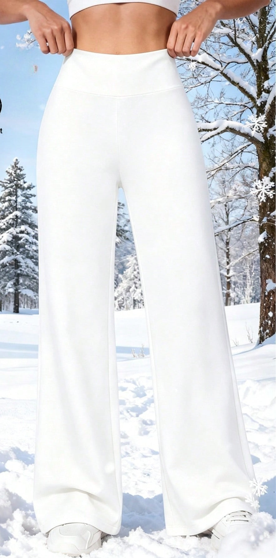 Thermal wide leg trousers for women with a high elastic waist - view 7