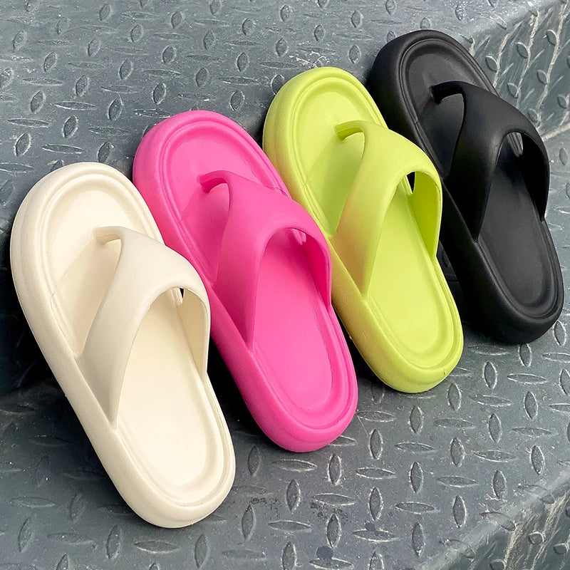 Flip flops with a thick, soft EVA sole and a wide flat toe strap - view 6
