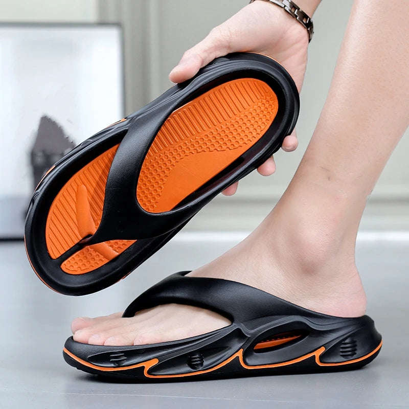 EVA flip flops with a thick sole and a two-tone nubbed footbed - view 3
