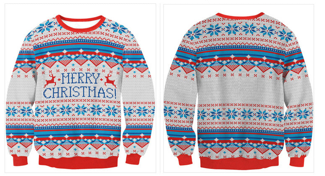 Unisex ugly Christmas jumper with an all-over 3D festive print