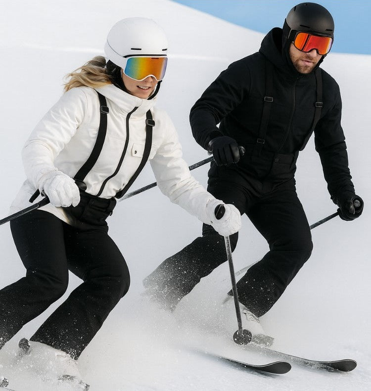 Unisex ski trousers with elastic braces and zipped side pockets - view 2