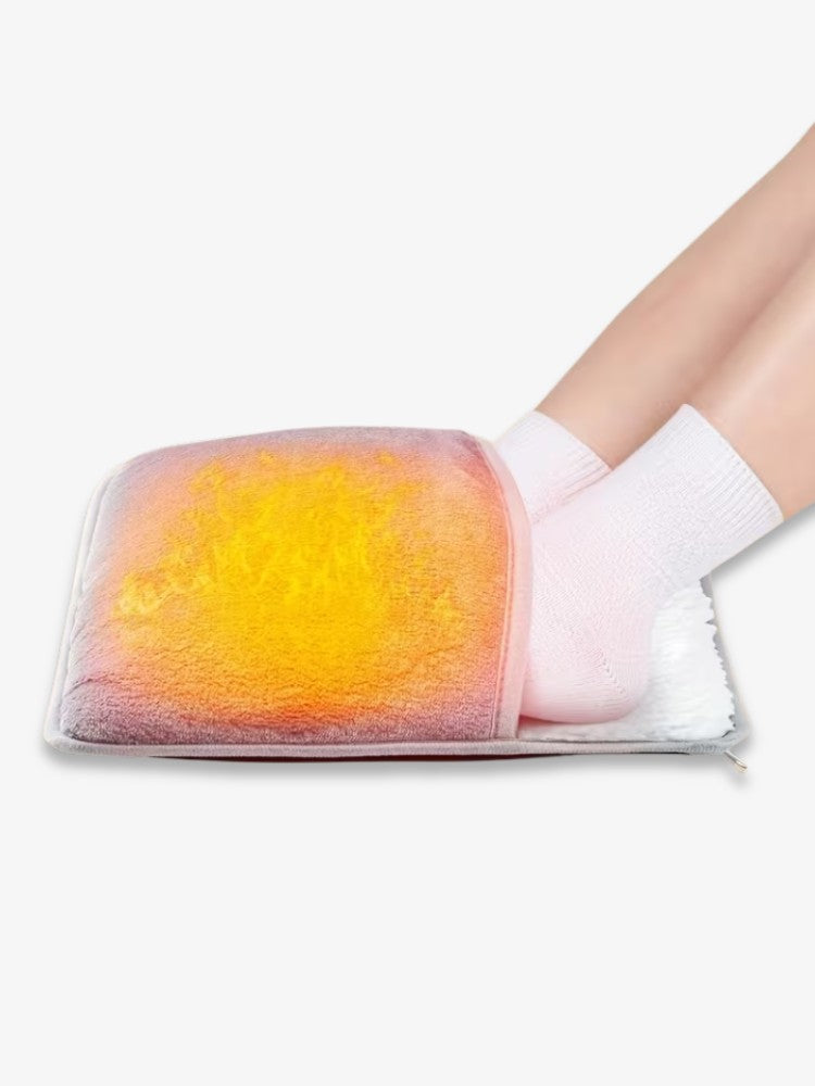USB heated foot warmer in fleece with a teddy lining and cable