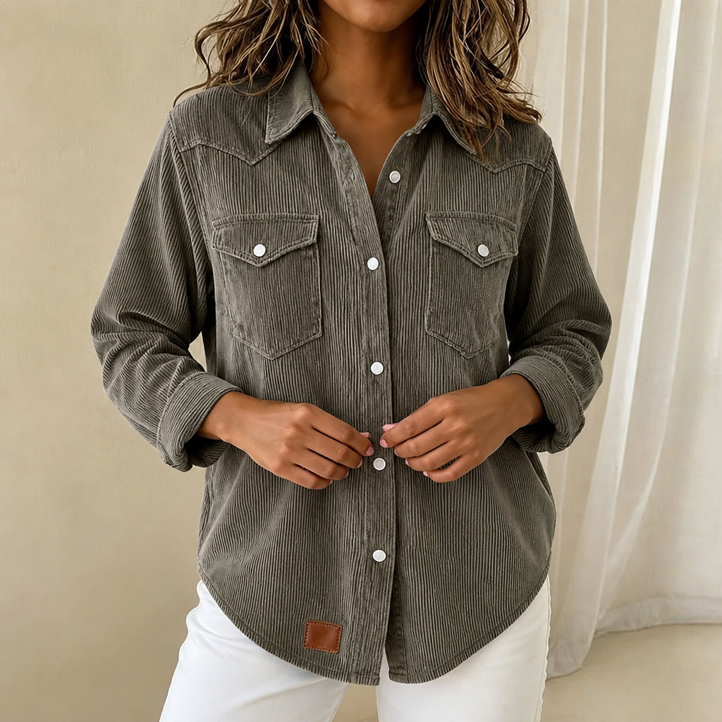 Women's ribbed knit shacket in Grey