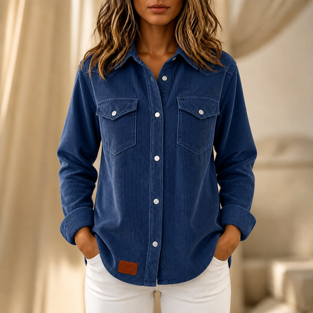 Women's ribbed knit shacket in Navy