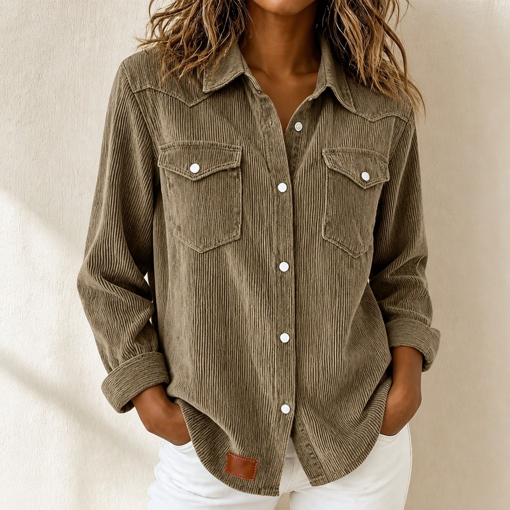 Women's ribbed knit shacket in Camel
