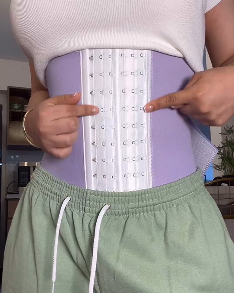 Underbust waist cincher with three rows of hooks and hook-and-loop wrap band