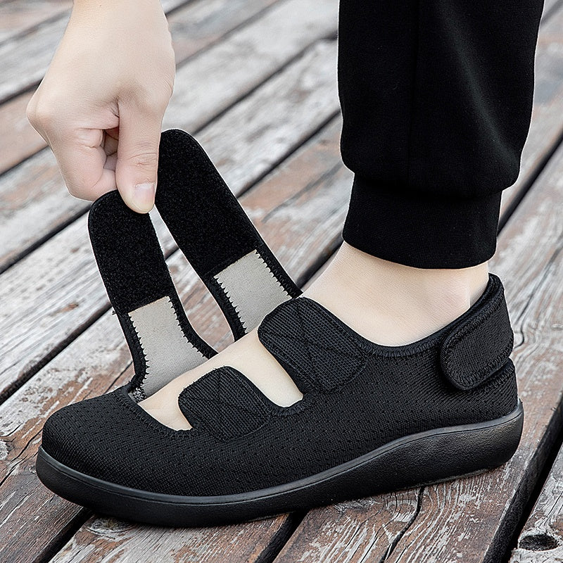 Orthopaedic shoe with three touch-fastening straps and open sides for swollen feet - view 3