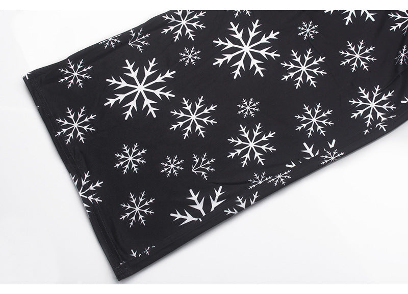Women's wide-leg Christmas trousers with a high drawstring waist and festive print