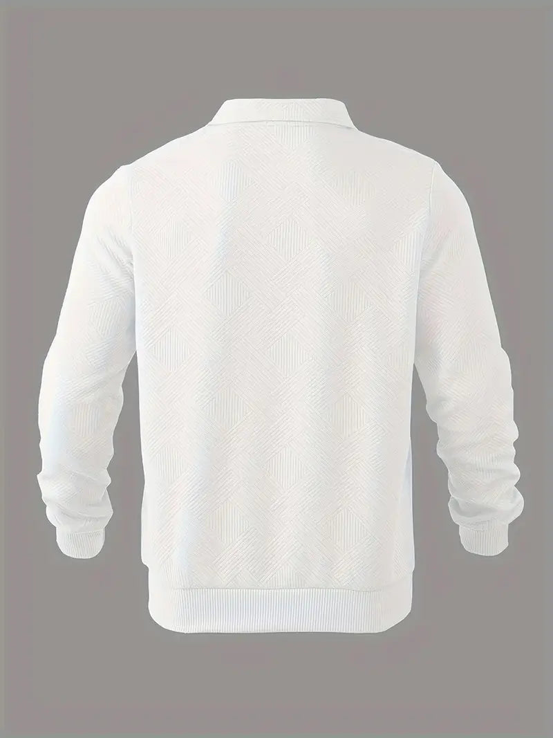 Men's zip-neck sweatshirt, ribbed cuff detail