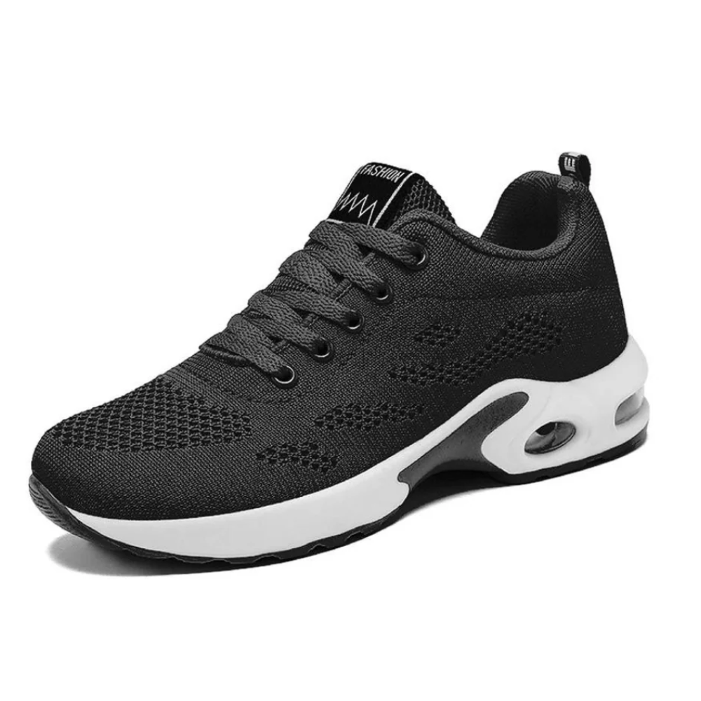 Women's ergonomic knit trainers with an air cushion sole