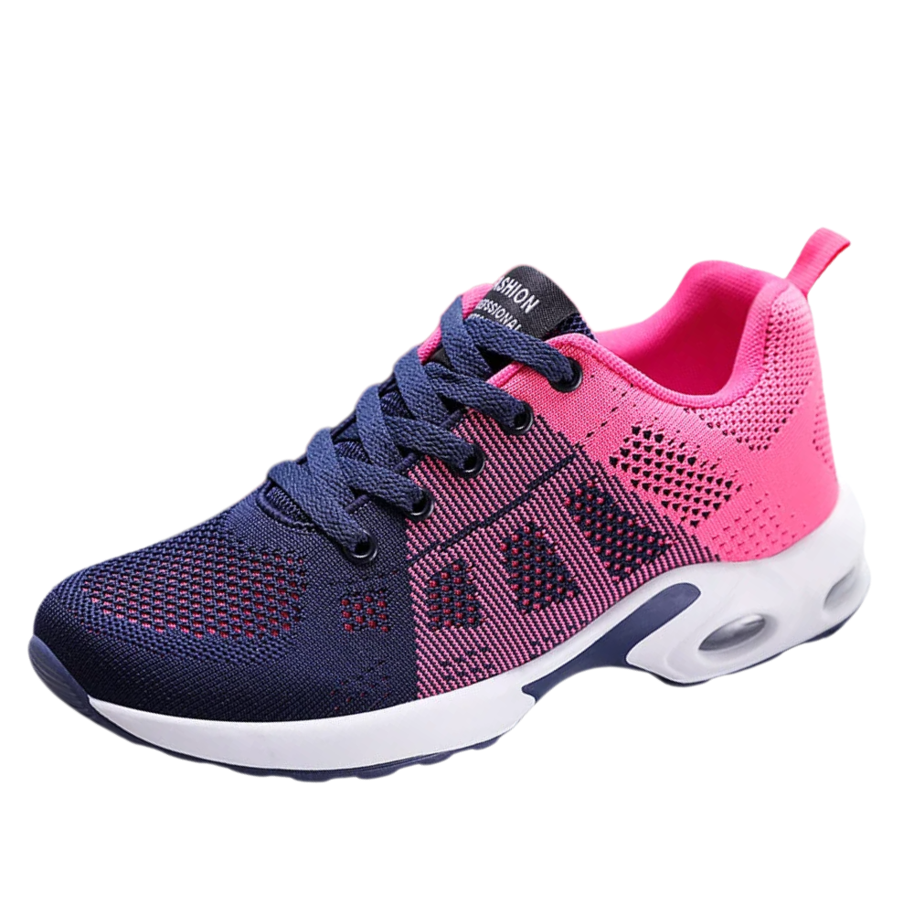 Women's ergonomic knit trainers with an air cushion sole