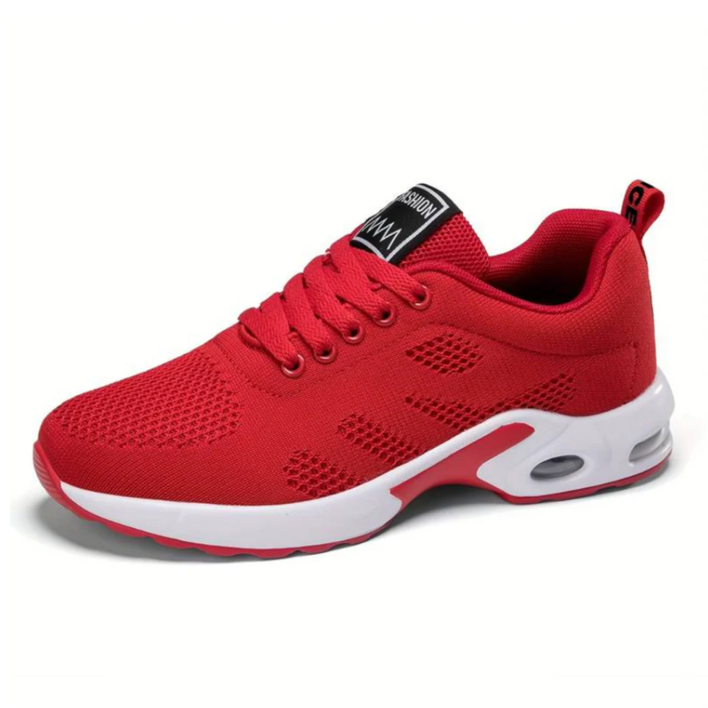 Women's ergonomic knit trainers with an air cushion sole