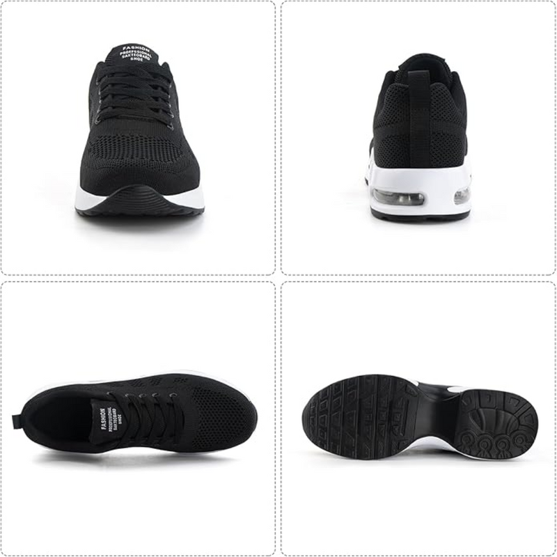Women's ergonomic knit trainers with an air cushion sole
