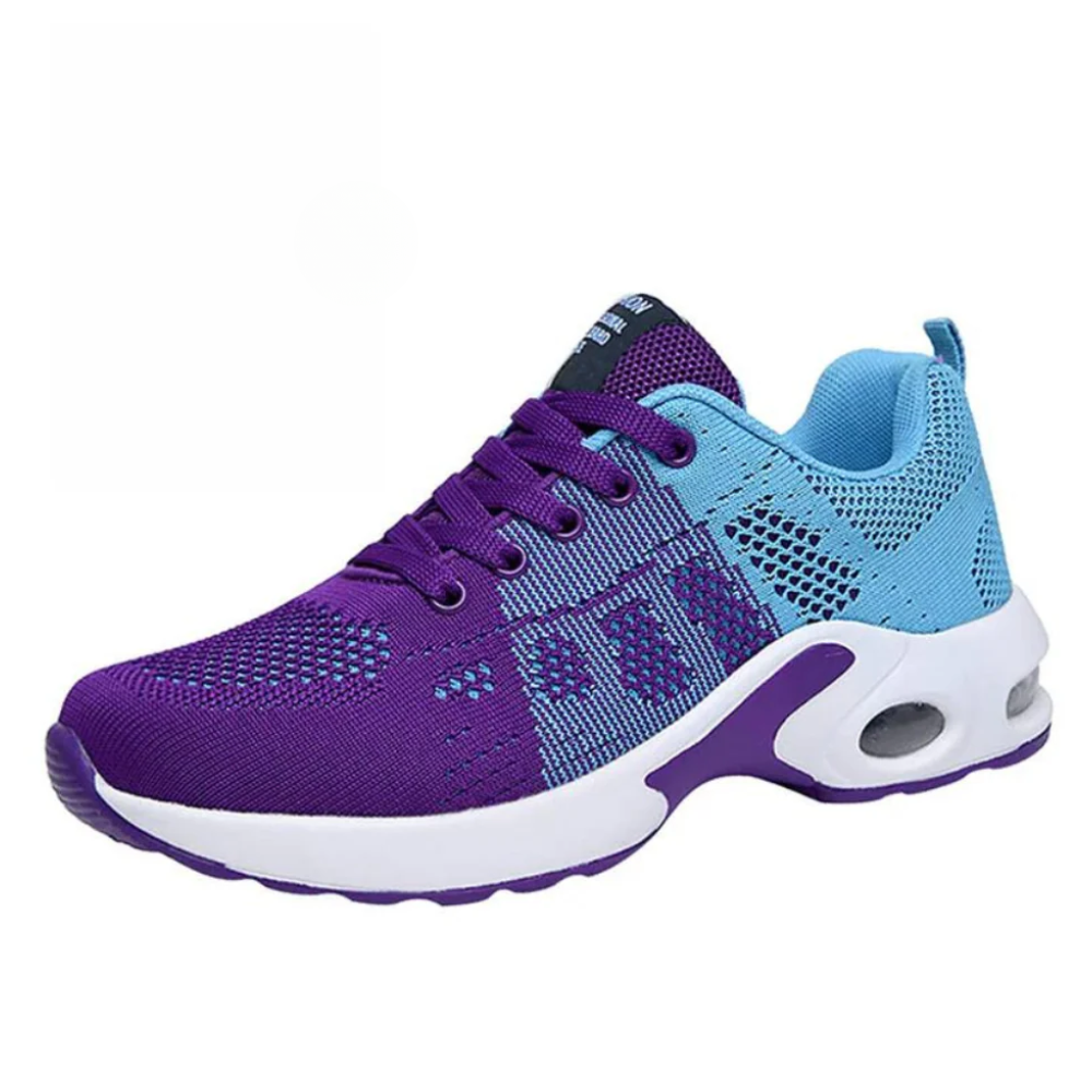 Women's ergonomic knit trainers with an air cushion sole