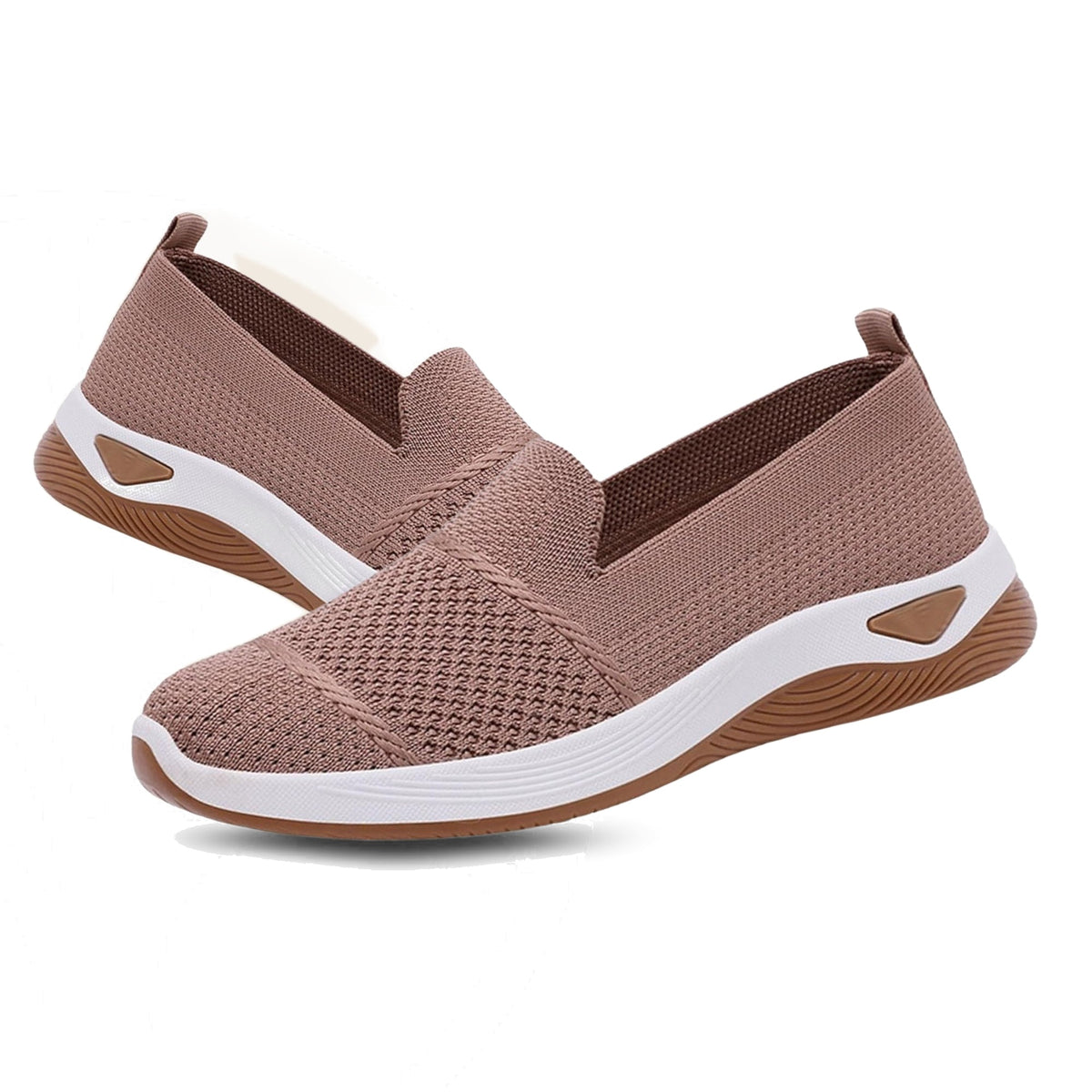 Women's ergonomic knit slip-on trainers with a cushioned heel