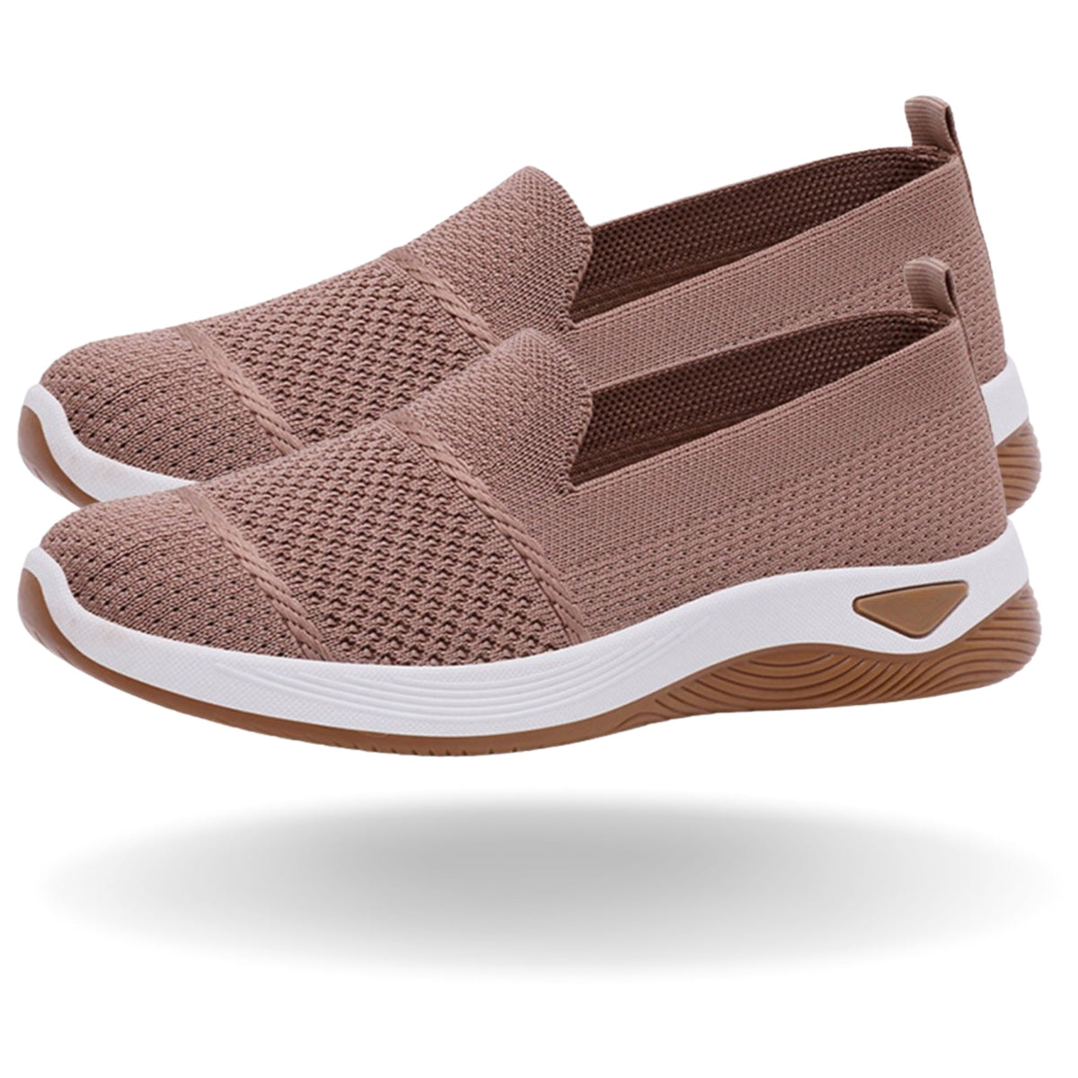 Women's ergonomic knit slip-on trainers with a cushioned heel