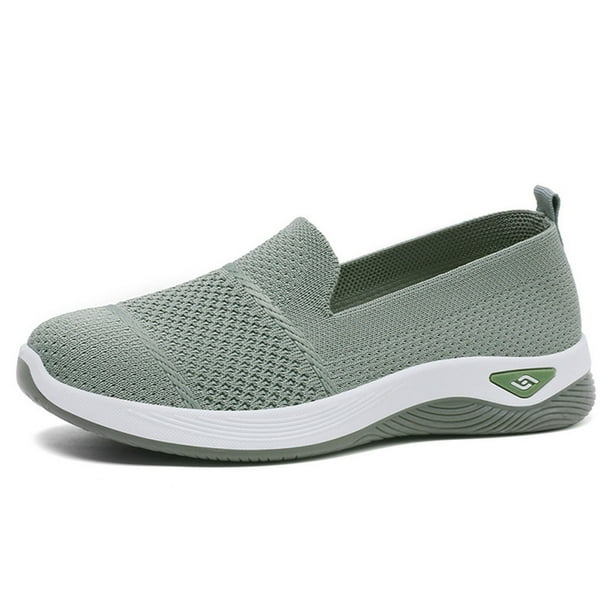 Women's ergonomic knit slip-on trainers with a cushioned heel