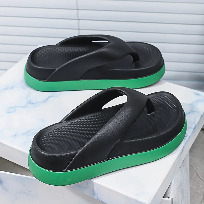 Flip flops with a wide strap, textured footbed and thick sole in a contrast colour - view 8