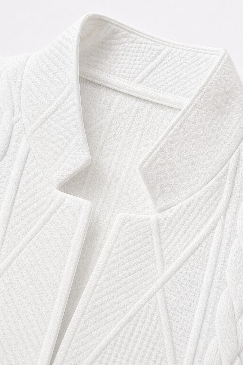 Women's knitted blazer with a stand collar and raised cable pattern - view 4