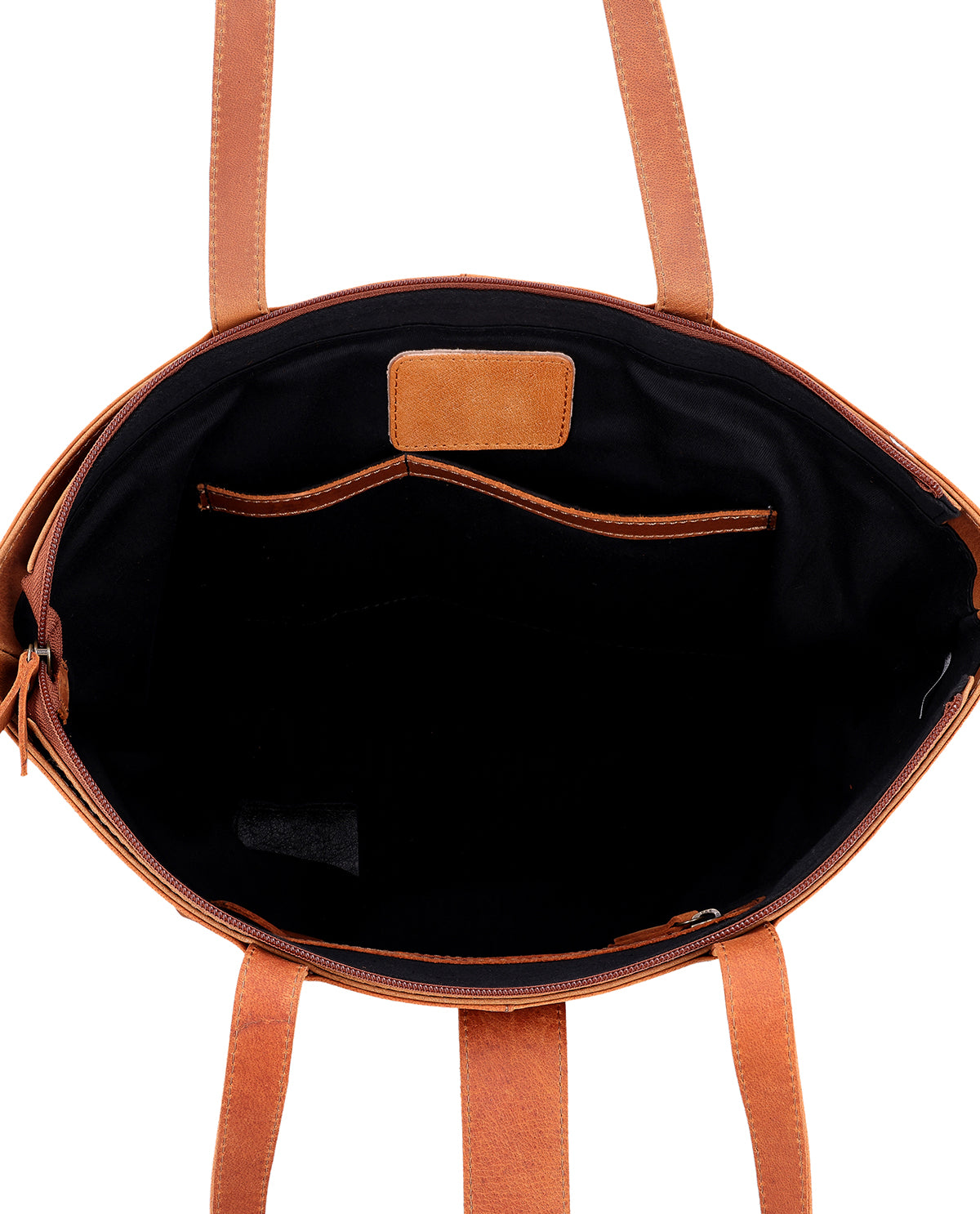 Women's brown leather tote bag with short handles and a detachable shoulder strap