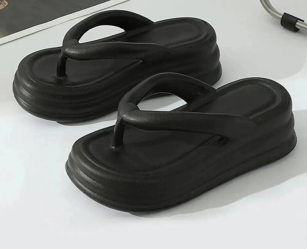 Platform flip flops in EVA with thick sole and wide straps - view 3