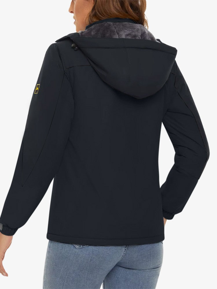 Women's ski jacket with fleece lining, a hood and zipped pockets - view 4