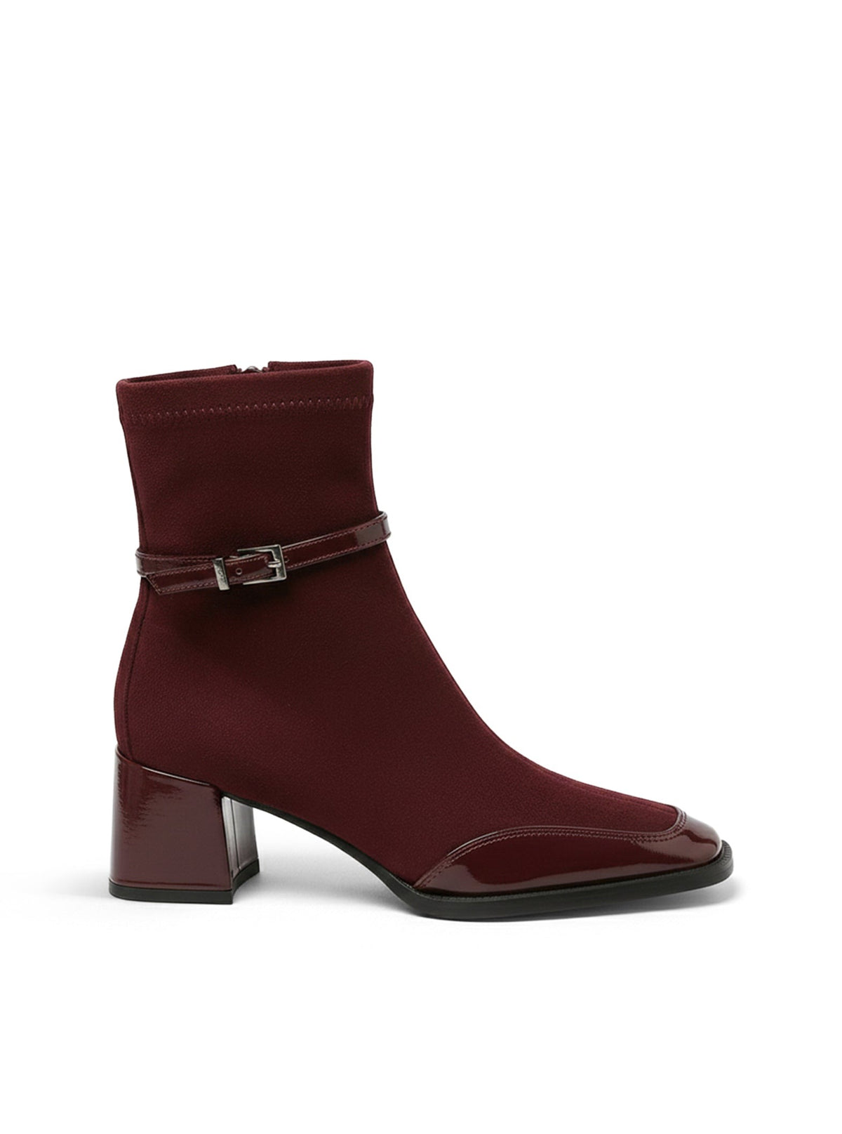 Women's square-toe ankle boots with a block heel and buckle strap - view 4