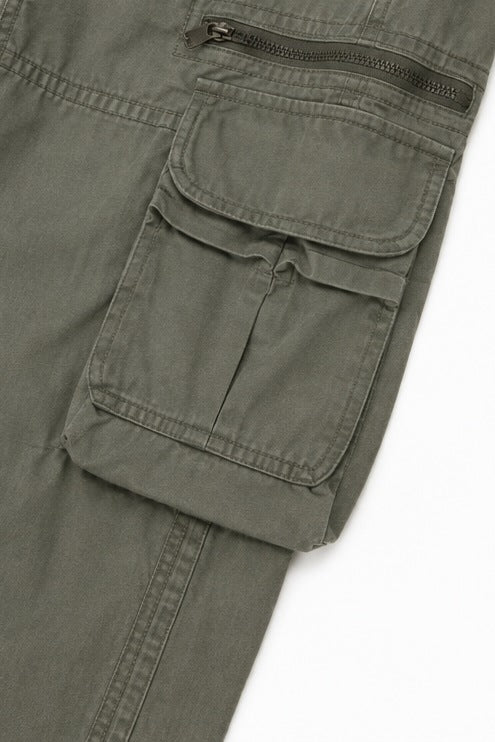Women's vintage wide-leg cargo trousers with flap pockets and D-rings - view 4
