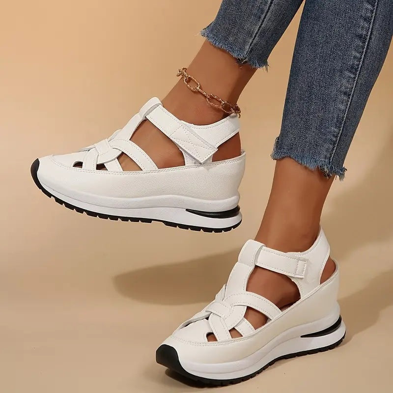 Women's wide fit closed-toe sandals with hook-and-loop straps - view 2