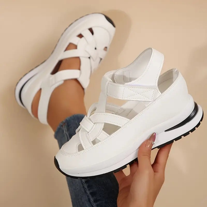 Women's wide fit closed-toe sandals with hook-and-loop straps - view 3
