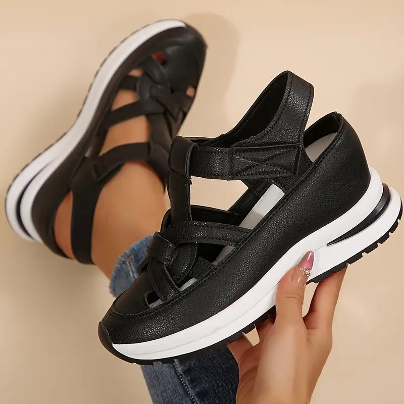 Women's wide fit closed-toe sandals with hook-and-loop straps - view 6